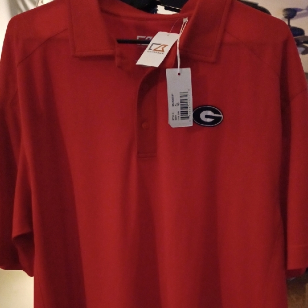 NWT Cutter & Buck Georgia Bulldogs Short Sleeve Polo Shirt Sz XL